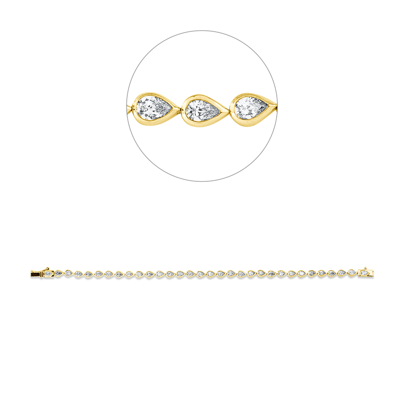 Image 90009348 - Armband Zarge 18 kt GG WG, 32 Tropfen 3,29 ct, TW-si, B:3,8 mm, L:18,0 cm, S:2,5 ...