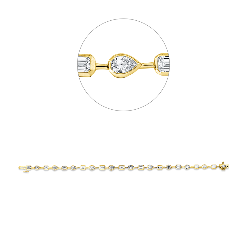 Image 90009350 - Armband 18 kt GG WG, 11 Sm.schliff 2,13 ct, TW-si, 11 Tropfen 1,74 ct, TW-si, B:4,5 mm, ...