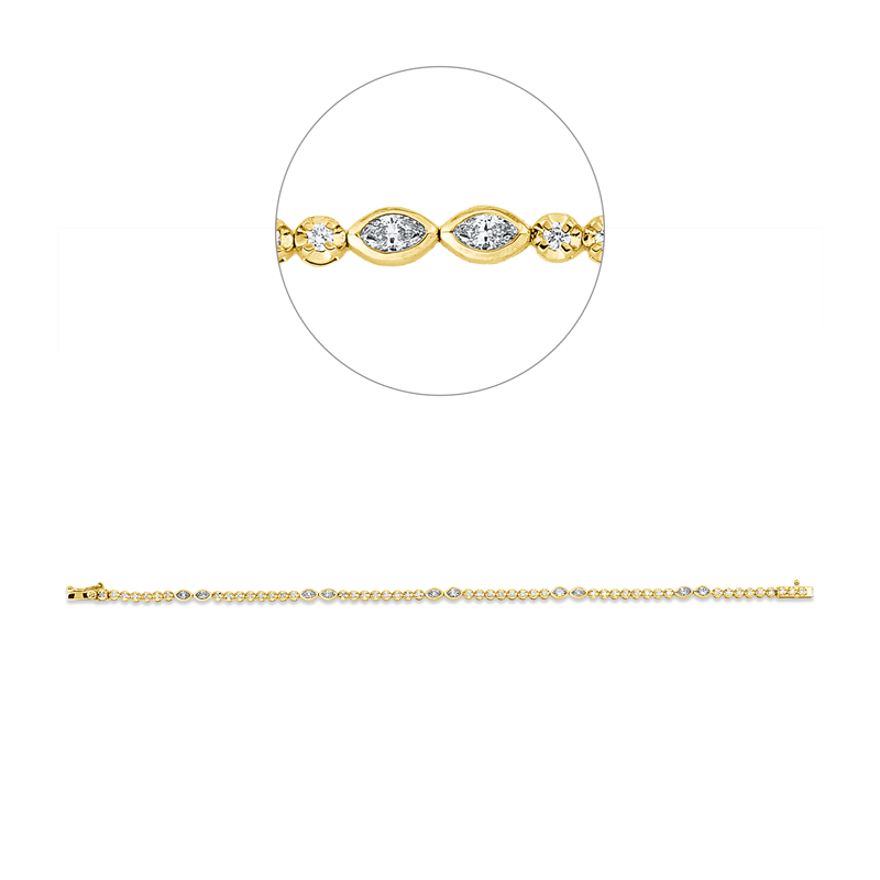Image 90009351 - Armband 18 kt GG WG, 10 Navette 0,55 ct, TW-si, 48 Brillanten 0,55 ct, TW-si, B:3,1 mm, ...