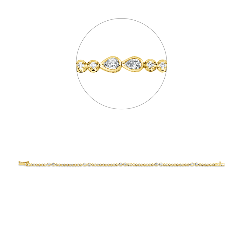 Image 90009352 - Armband 18 kt GG WG, 57 Brillanten 0,54 ct, TW-si, 10 Tropfen 0,52 ct, TW-si, B:3,1 mm, ...