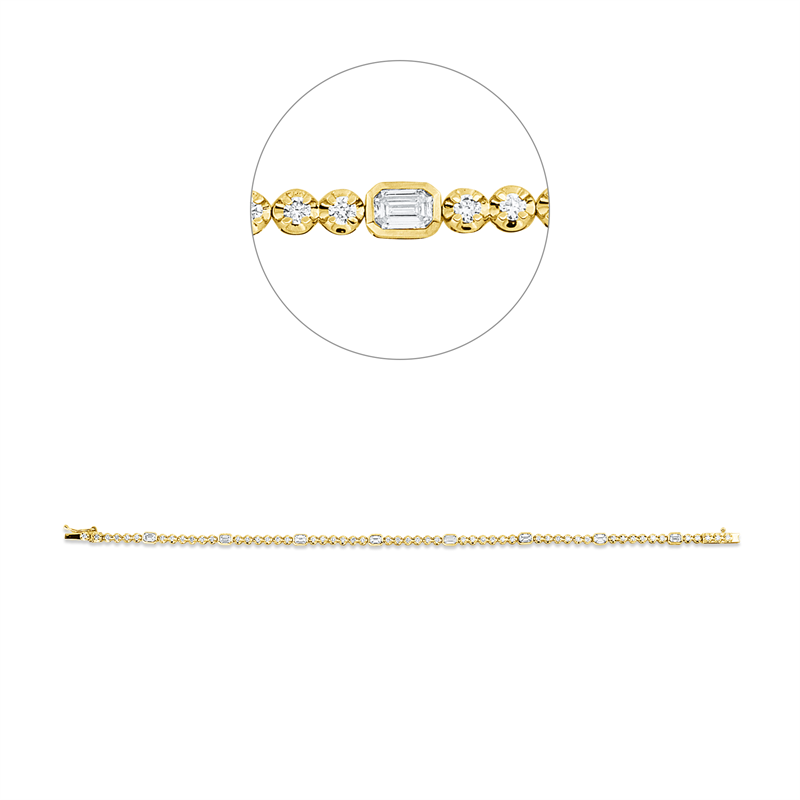 Image 90009353 - Armband 18 kt GG WG, 8 Sm.schliff 0,84 ct, TW-si, 53 Brillanten 0,83 ct, TW-si, B:3,3 mm, ...