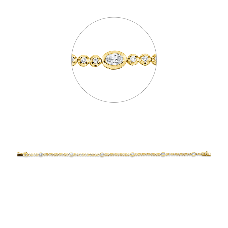 Image 90009355 - Armband 18 kt GG WG, 6 Oval 0,58 ct, TW-si, 61 Brillanten 0,57 ct, TW-si, B:3,7 mm, ...