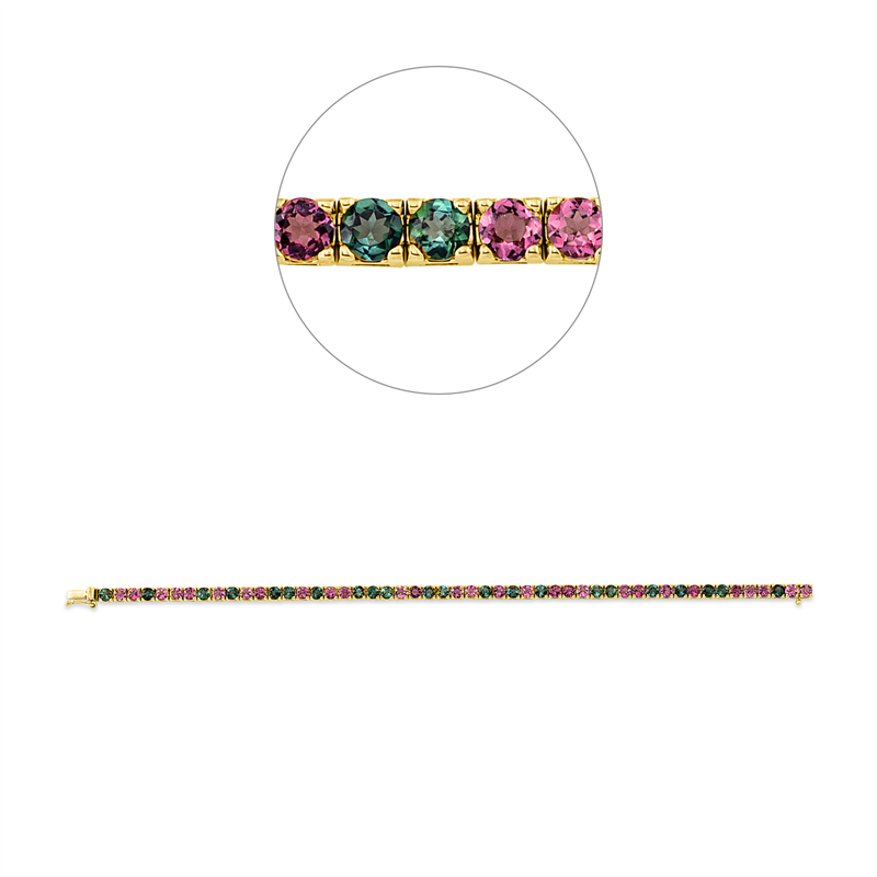 Image 90009356 - Armband 4er-Krappe 18 kt GG, 29 Turmalin 3,30 ct pink, 22 Turmalin 2,50 ct grün, B:3,0 ...