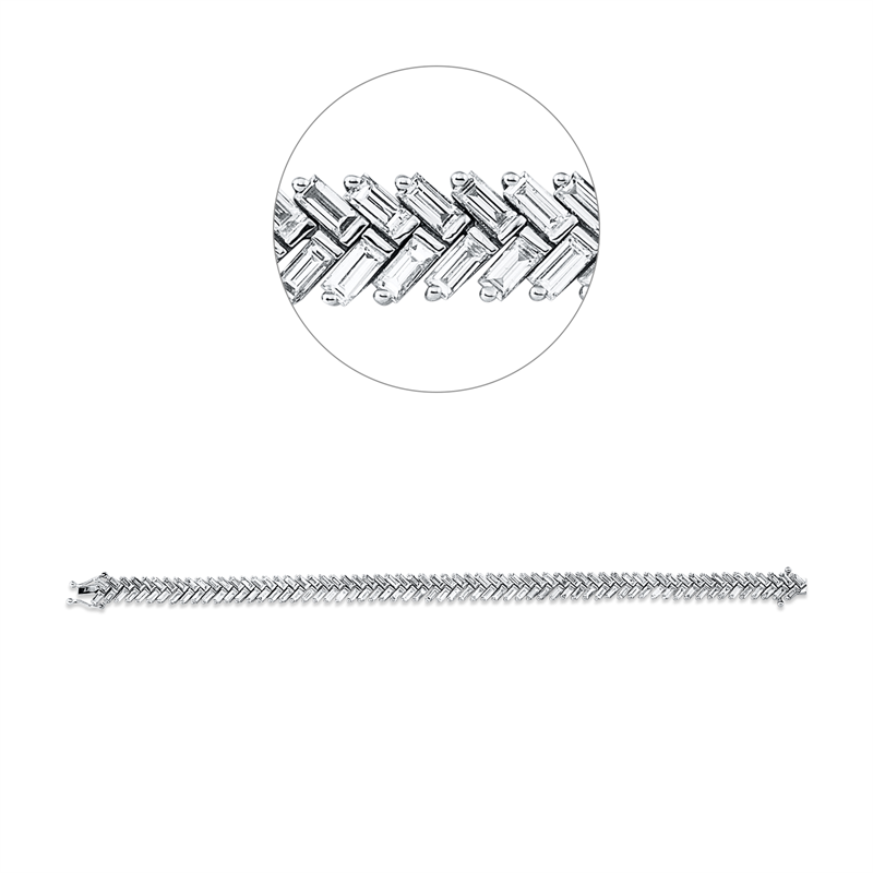 Image 90009358 - Armband 14 kt WG, 126 Baguette 5,64 ct, TW-vsi/si, B:6,5 mm, L:16,5 cm, S:2,8 ...