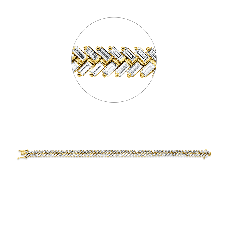 Image 90009359 - Armband 14 kt GG, 132 Baguette 5,94 ct, TW-vsi/si, B:6,5 mm, L:17,3 cm, S:2,8 ...