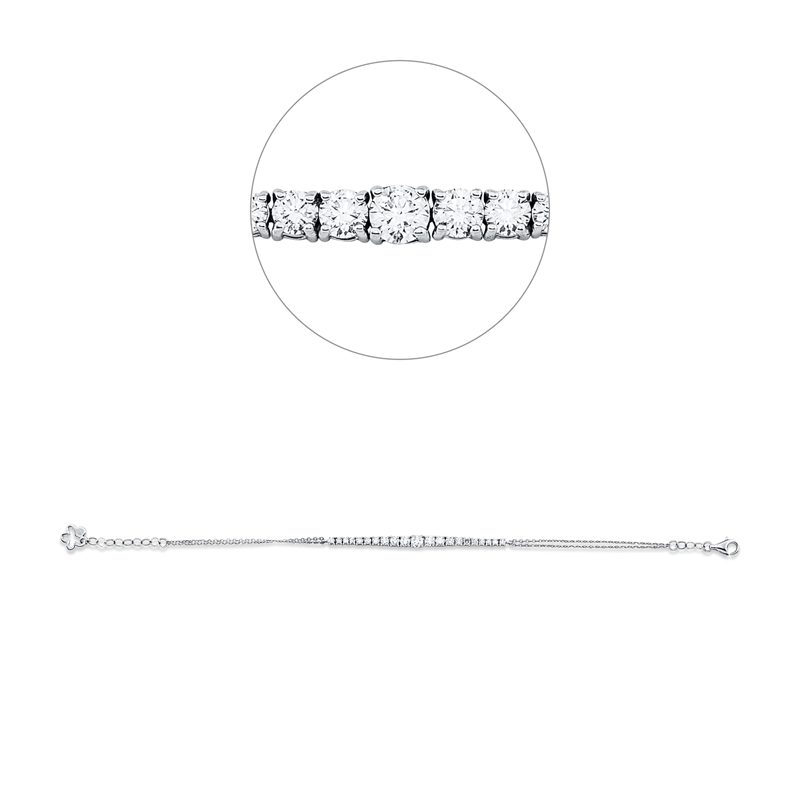 Image 90009361 - Armband 14 kt WG, 9 Brillanten 0,73 ct, TW-si, 12 Brillanten 0,26 ct, TW-si, B:3,5 mm, ...