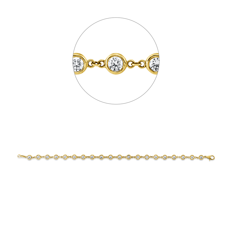 Image 90009363 - Armband Zarge 14 kt GG, 20 Brillanten 2,97 ct, TW-si, H:4,8 mm, B:2,0 mm, L:19,1 ...