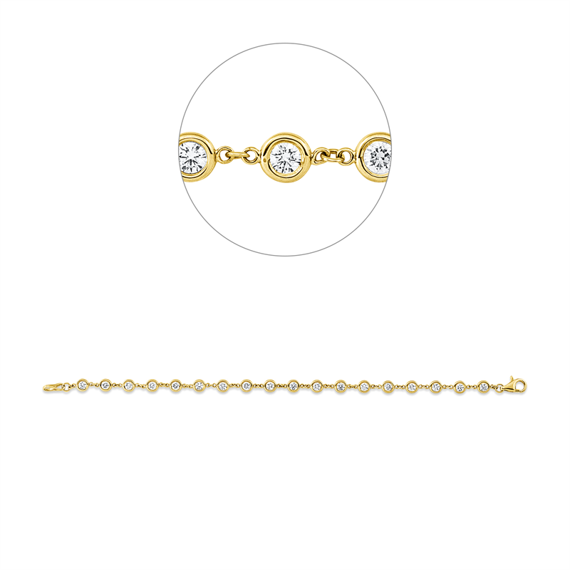 Image 90009364 - Armband Zarge 14 kt GG, 18 Brillanten 1,62 ct, TW-si, B:4,2 mm, L:16,5 cm, S:1,6 ...