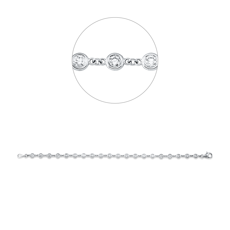 Image 90009365 - Armband Zarge 18 kt WG, 20 Brillanten 1,40 ct, TW-si, B:4,0 mm, L:16,5 cm, S:1,0 ...