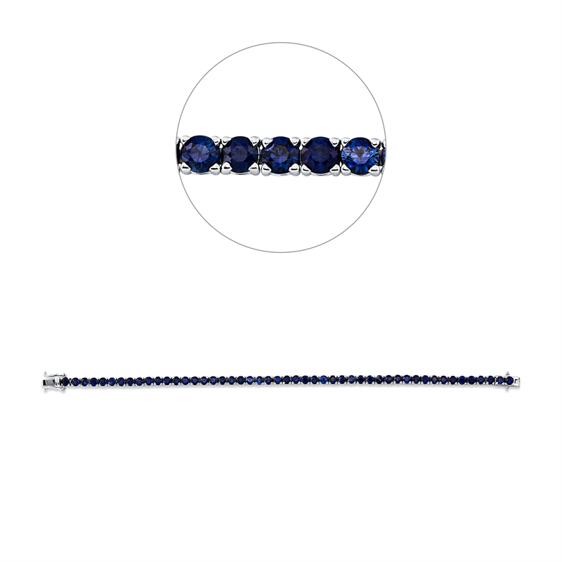 Image 90009366 - Armband 4er-Krappe 14 kt WG, 49 Saphire 7,96 ct blau, B:3,2 mm, L:17,1 cm, S:2,4 ...