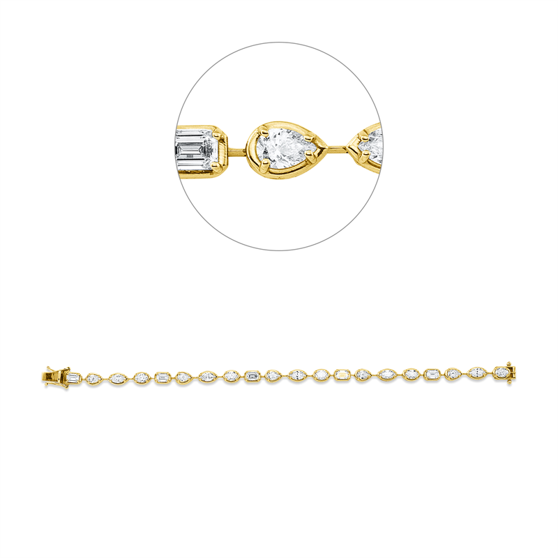 Image 90009367 - Armband 4er-Krappe 14 kt GG, 5 Tropfen 1,20 ct, TW-vsi/si, 5 Sm.schliff 1,98 ct, ...