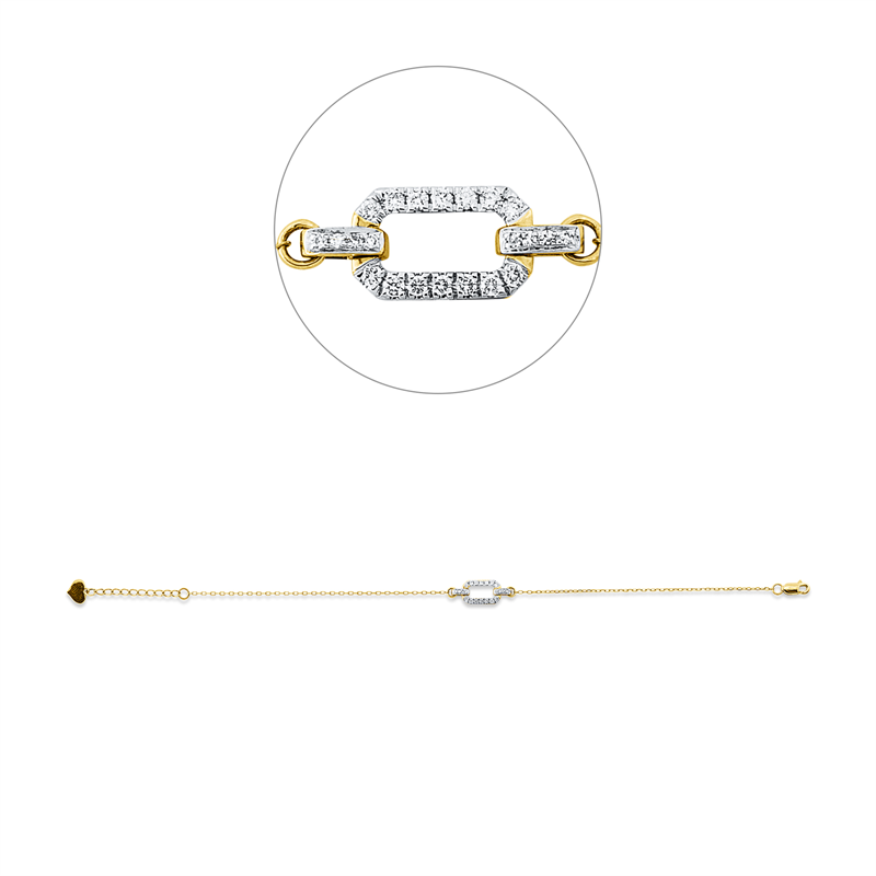 Image 90009369 - Armband 14 kt GG WG, mit ZÖ 18 cm, 14 Brillanten 0,12 ct, TW-pi, 8 Diamanten 0,03 ct, ...