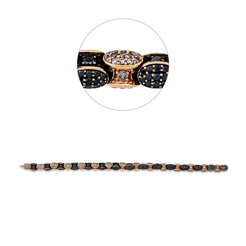 Image 90009371 - Armband 18 kt RG, Fassung teils schwarz rhodinie, 418 Brillanten 7,06 ct, schwarz, 420 ...