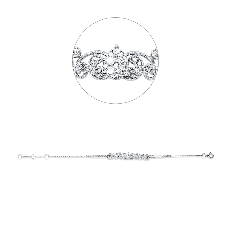 Image 90009372 - Armband 18 kt WG, mit ZÖ 15,5 cm, 16,5cm, 42 Brillanten 0,26 ct, TW-si/pi, H:7,2 mm, ...