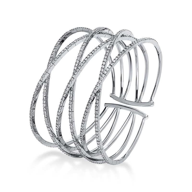 Image 90007048 - Armreif 18 kt WG, 375 Brillanten 5,07 ct, TW-vsi, H:50,0 mm, B:58,0 ...