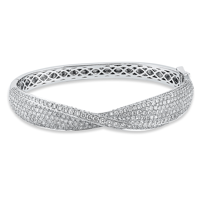 Image 90007525 - Armreif 18 kt WG, 449 Brillanten 5,29 ct, TW-vsi/si, H:48,0 mm, B:58,0 mm, S:10,3 mm. ...