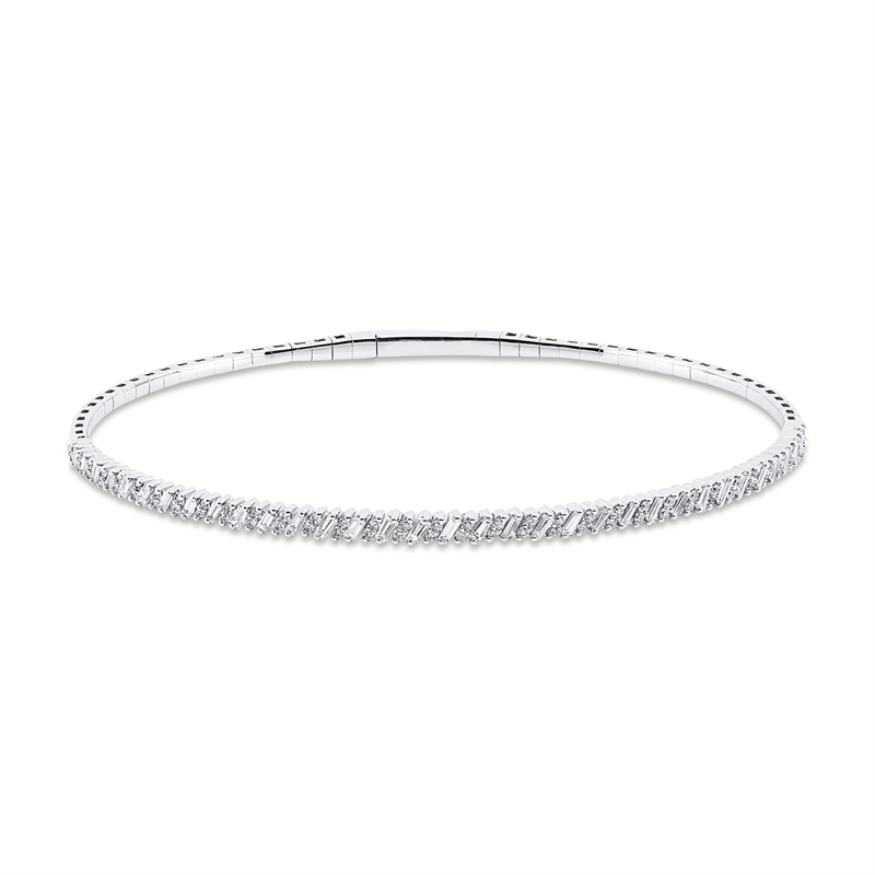 Image 90007526 - Armreif 18 kt WG, 33 Trapeze 0,60 ct, TW-si, 68 Brillanten 0,27 ct, TW-si, H:50,0 mm, ...