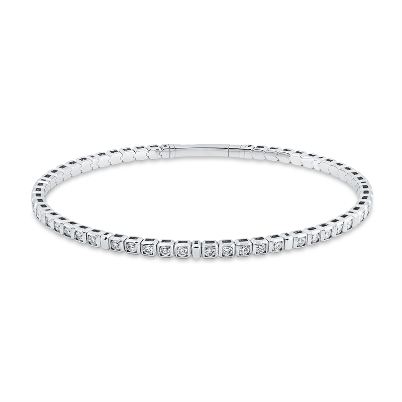 Image 90007528 - Armreif 18 kt WG, 50 Brillanten 1,62 ct, TW-si, H:50,0 mm, B:60,0 mm, S:2,9 mm. ...