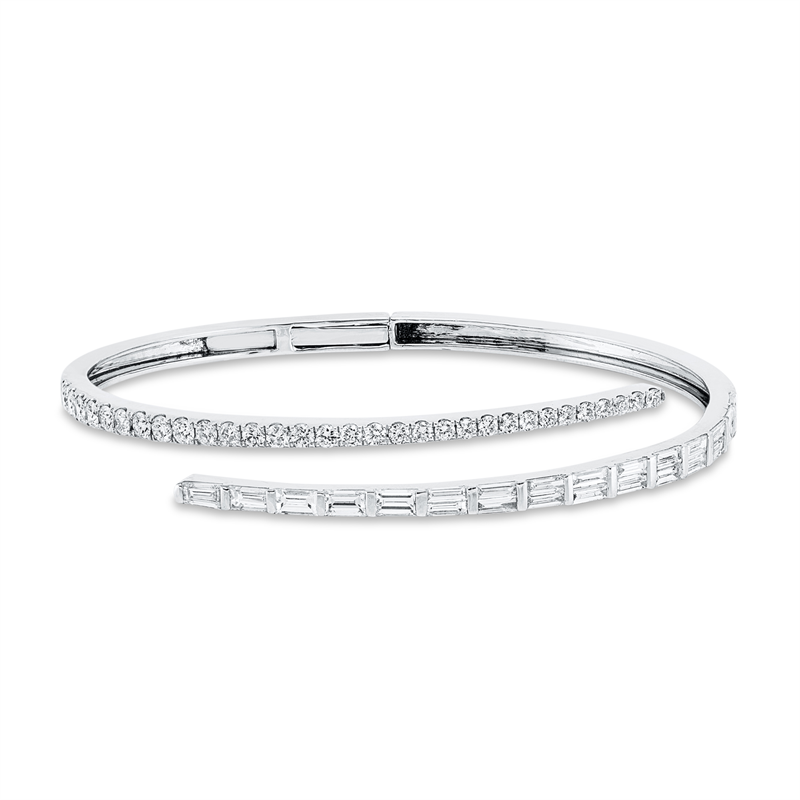 Image 90011255 - Armreif 18 kt WG, 25 Baguette 1,52 ct, TW-si, 31 Brillanten 0,92 ct, TW-si, H:48,0 mm, ...