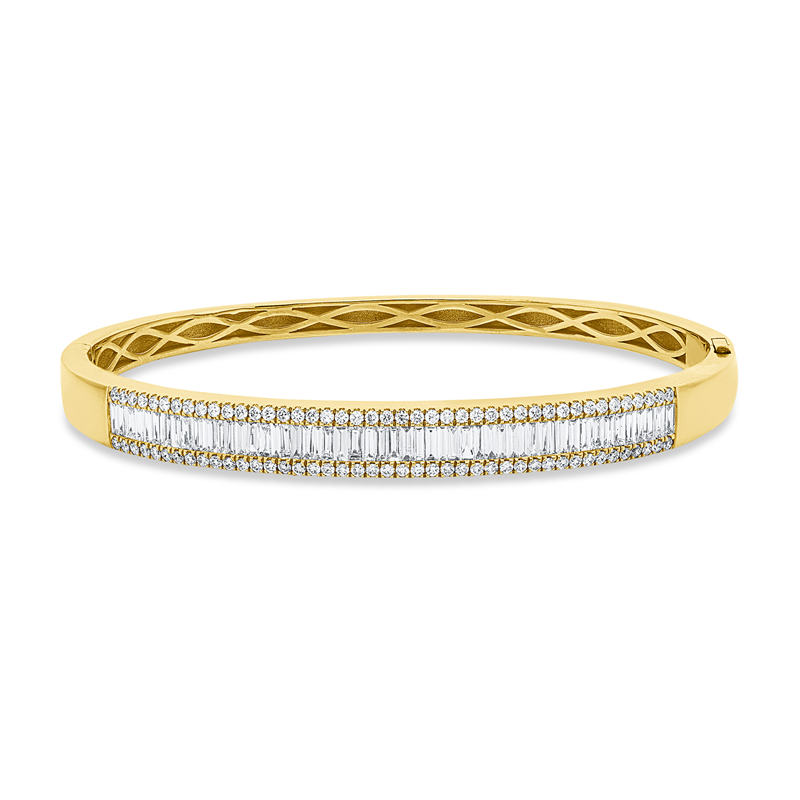Image 90007534 - Armreif 18 kt GG, Fassung rhodiniert, 52 Baguette 1,28 ct, TW-si, 86 Brillanten 0,62 ct, ...