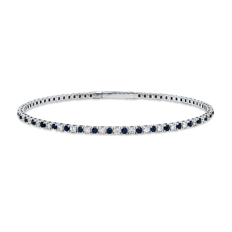 Image 90011259 - Armreif 18 kt WG, 37 Brillanten 0,91 ct, TW-si, 38 Saphire 1,09 ct blau, B:2,2 mm, S:2,3 ...