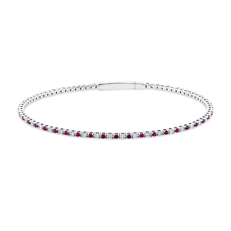 Image 90011261 - Armreif 18 kt WG, 41 Brillanten 0,50 ct, TW-si, 42 Rubine 0,62 ct rot, L:17,1 ...