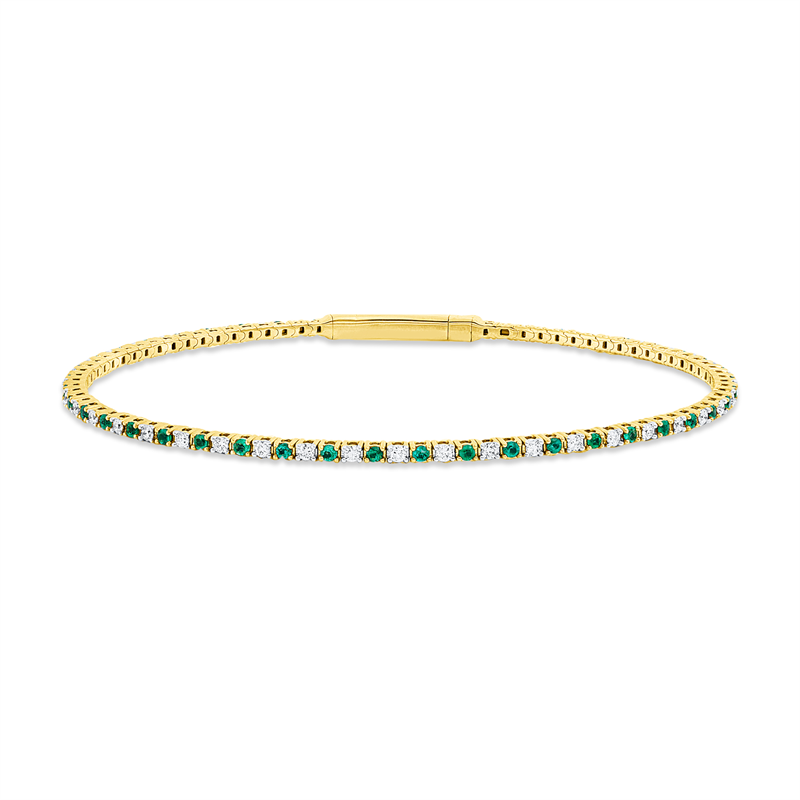 Image 90011262 - Armreif 18 kt GG, Fassung rhodiniert, 41 Brillanten 0,50 ct, TW-si, 42 Smaragde 0,51 ct ...
