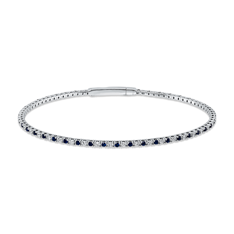 Image 90011264 - Armreif 18 kt WG, 41 Brillanten 0,50 ct, TW-si, 42 Saphire 0,67 ct ...