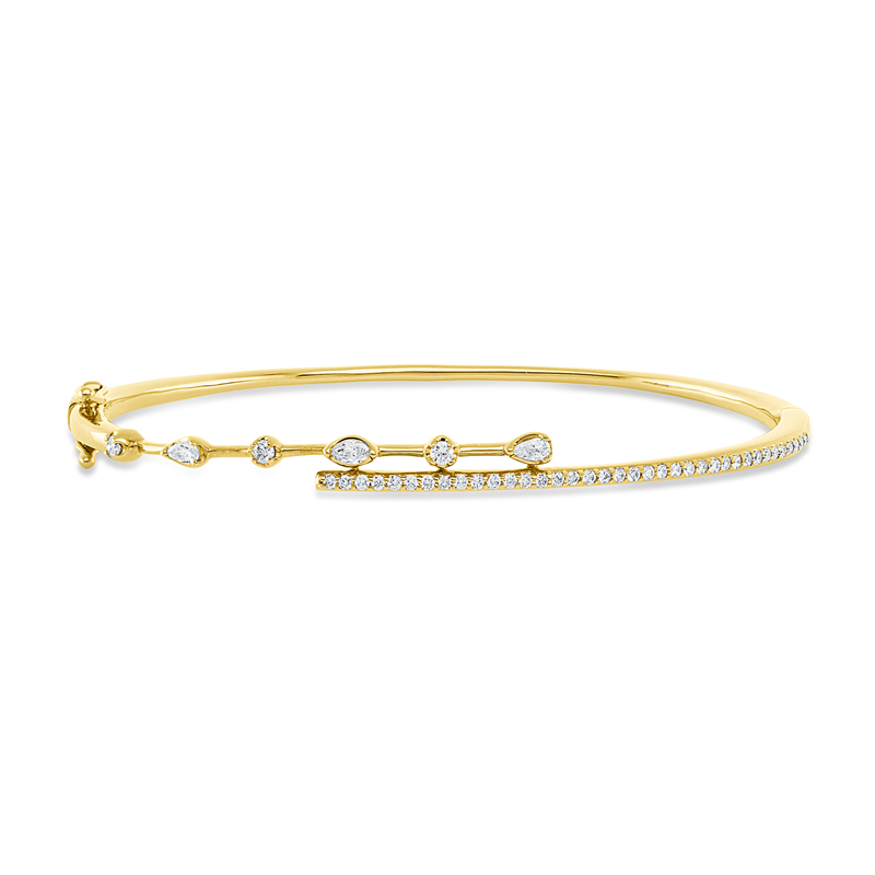 Image 90007540 - Armreif 18 kt GG, 1 Navette 0,05 ct, TW-vsi, 2 Tropfen 0,07 ct, TW-vsi, 40 Brillanten ...