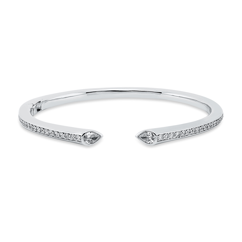 Image 90007541 - Armreif 18 kt WG, 2 Tropfen 0,45 ct, TW-vsi, 38 Brillanten 0,72 ct, TW-vsi, H:50,0 mm, ...