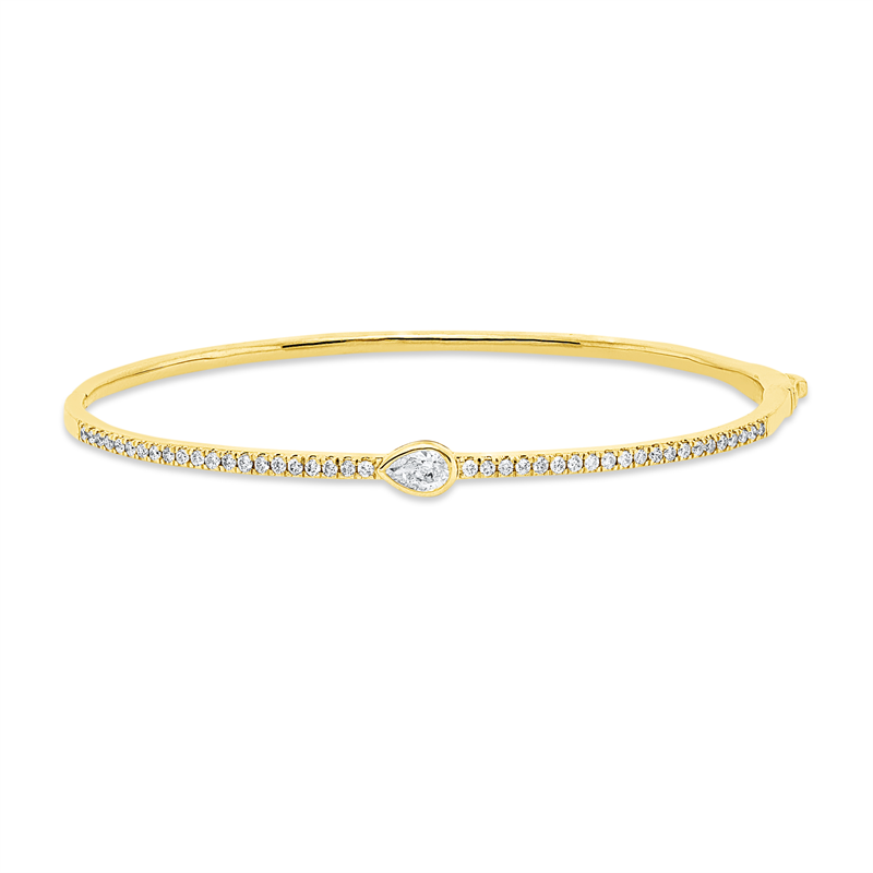 Image 90011277 - Armreif 18 kt GG, 1 Tropfen 0,26 ct, TW-si, 42 Brillanten 0,39 ct, TW-si, B:4,3 mm, S:2,7 ...