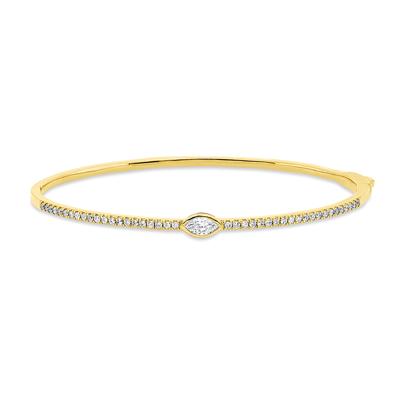 Image 90011278 - Armreif 18 kt GG, 1 Navette 0,24 ct, TW-si, 42 Brillanten 0,39 ct, TW-si, B:4,1 mm, S:2,6 ...
