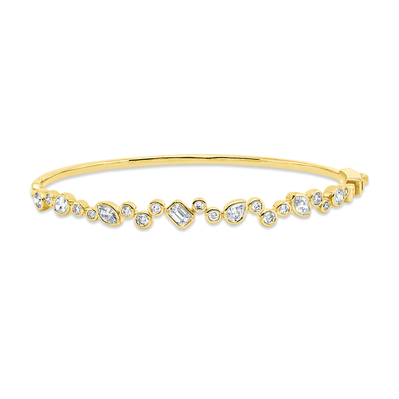 Image 90007473 - Armreif Zarge 18 kt GG, 2 Navette 0,29 ct, TW-si, 1 Tropfen 0,15 ct, TW-si, 1 Oval 0,14 ...