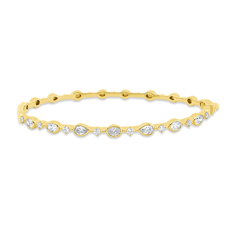 Image 90007474 - Armreif 18 kt GG, 3 Oval 0,39 ct, TW-si, 4 Tropfen 0,56 ct, TW-si, 8 Brillanten 0,30 ct, ...