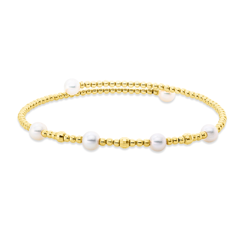 Image 90007476 - Armreif 18 kt GG, 6 SW weiß 4,5 mm =*=*= Unterkategorie: Perle, Hauptmaterial: ...