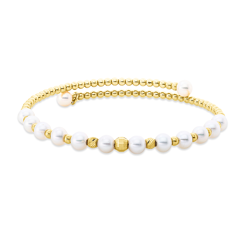 Image 90007123 - Armreif 18 kt GG, 14 ZP weiß 4,5 mm =*=*= Unterkategorie: Perle, Hauptmaterial: ...