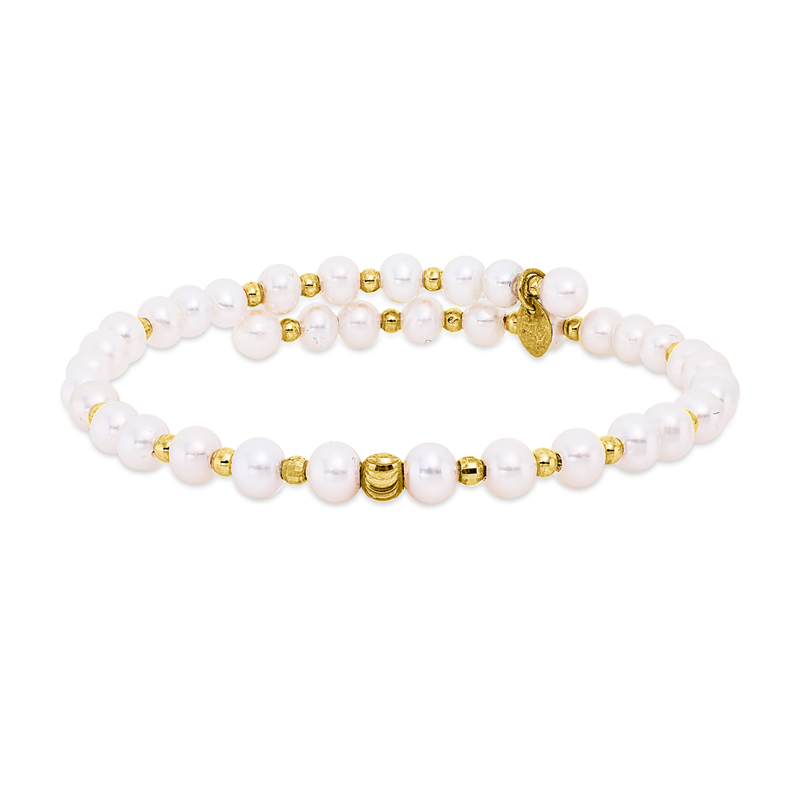 Image 90007479 - Armreif 18 kt GG, 38 ZP weiß 4,5 mm, Ø:55,0 mm =*=*= Unterkategorie: Perle, ...