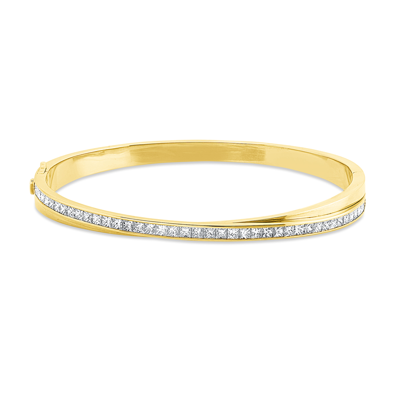 Image Armreif 18 kt GG, 43 Princ. 2,41 ct, TW-vsi, H:54,0 mm, B:60,0 mm, S:5,3 mm. ...