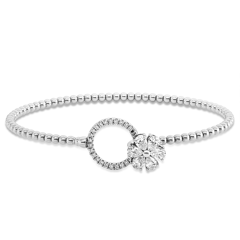 Image Armreif 18 kt WG, 6 Tropfen 0,84 ct, F-vsi, 22 Brillanten 0,16 ct, F-vsi, H:47,0 mm, ...