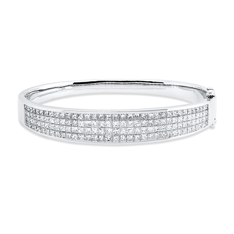 Image Armreif 18 kt WG, 140 Princ. 6,19 ct, F-vsi, H:49,0 mm, B:59,0 mm, S:10,3 mm. ...