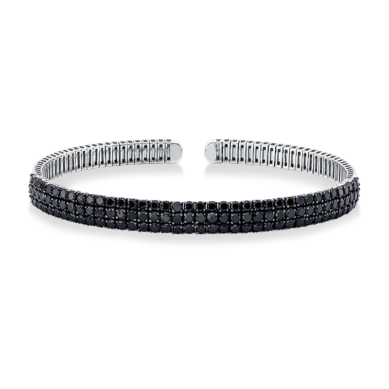 Image Armreif 18 kt WG, Fassung teils schwarz rhodinie, 114 Brillanten 4,75 ct, schwarz, H:53,0 ...