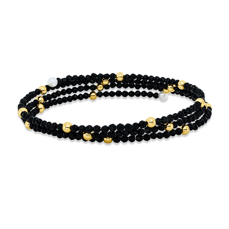 Image Armreif 18 kt GG, 230 Spinel 34,50 ct schwarz, 2 SW weiß 3 mm, B:7,5 mm, S:2,8 mm, ...