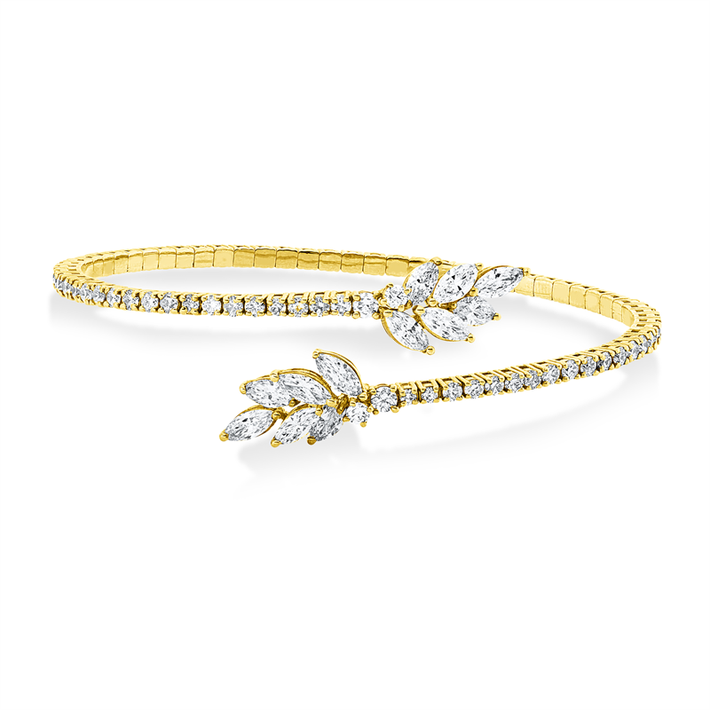 Image Armreif 18 kt GG, 42 Brillanten 1,43 ct, F-si, 4 Brillanten 0,23 ct, F-si, 12 Navette ...