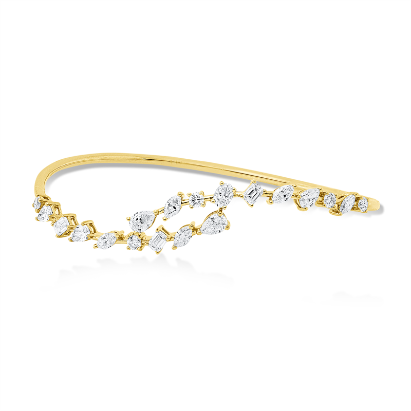 Image 90009378 - Armreif 18 kt GG, 1 Oval 0,17 ct, TW-si, 3 Sm.schliff 0,40 ct, TW-si, 5 Tropfen 0,80 ct, ...