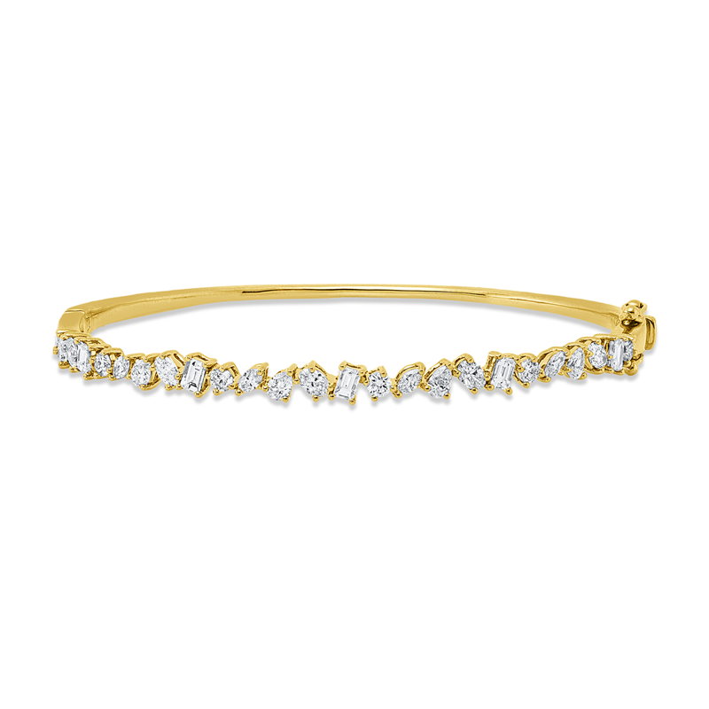 Image 90009393 - Armreif 18 kt GG, 5 Oval 0,36 ct, TW-vsi, 5 Tropfen 0,34 ct, TW-vsi, 5 Baguette 0,45 ct, ...