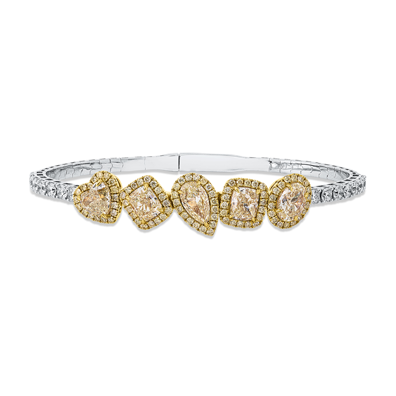 Image 90009394 - Armreif 950 Pt GP, 14 Brillanten 1,25 ct, TW, 5 Fant-Schl. 5,55 ct, gelb, 91 Brillanten ...