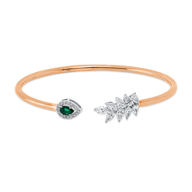 Image 90011363 - Armreif 18 kt RG WG, 8 Tropfen 1,18 ct, F-vsi, 1 Navette 0,12 ct, F-vsi, 16 Brillanten ...