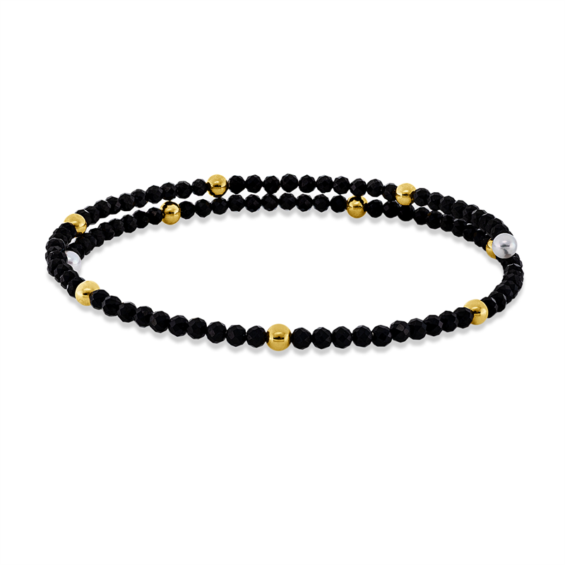 Image 90011369 - Armreif 18 kt GG, 100 Spinel 5,00 ct schwarz, 2 SW weiß 3 mm, S:2,8 mm, Ø:56,0 ...