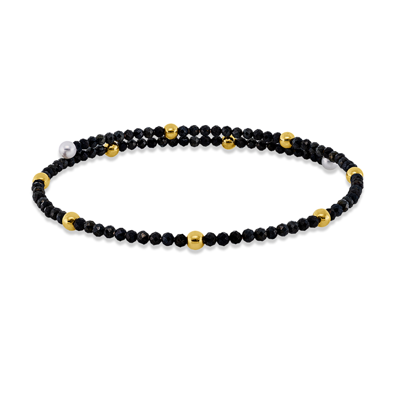 Image 90011370 - Armreif 18 kt GG, 100 Spinel 8,00 ct schwarz, 2 SW weiß 3 mm, S:5,0 mm, Ø:56,0 ...