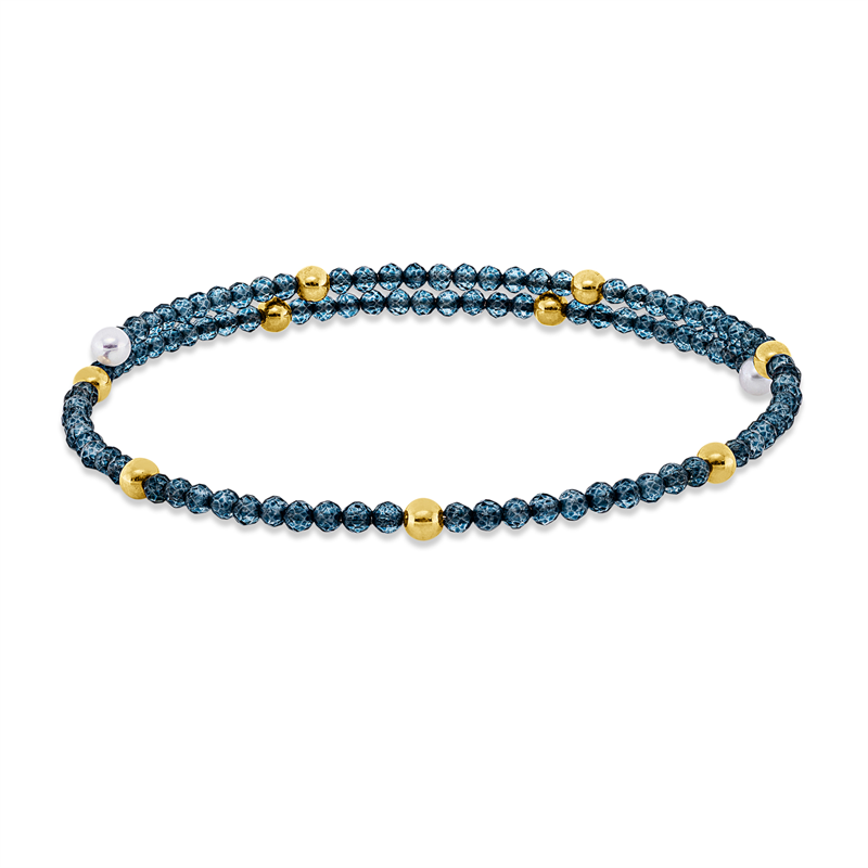 Image 90011371 - Armreif 18 kt GG, 100 Kristalle 8,00 ct blau, 2 SW weiß 3 mm, S:5,8 mm, Ø:57,0 ...